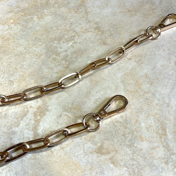 Replacement Strap Chain Crossbody Bag Black Gold Tone Shoulder Purse - Picture 4 of 10